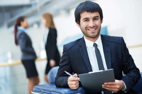 successful executive reviewing document 1